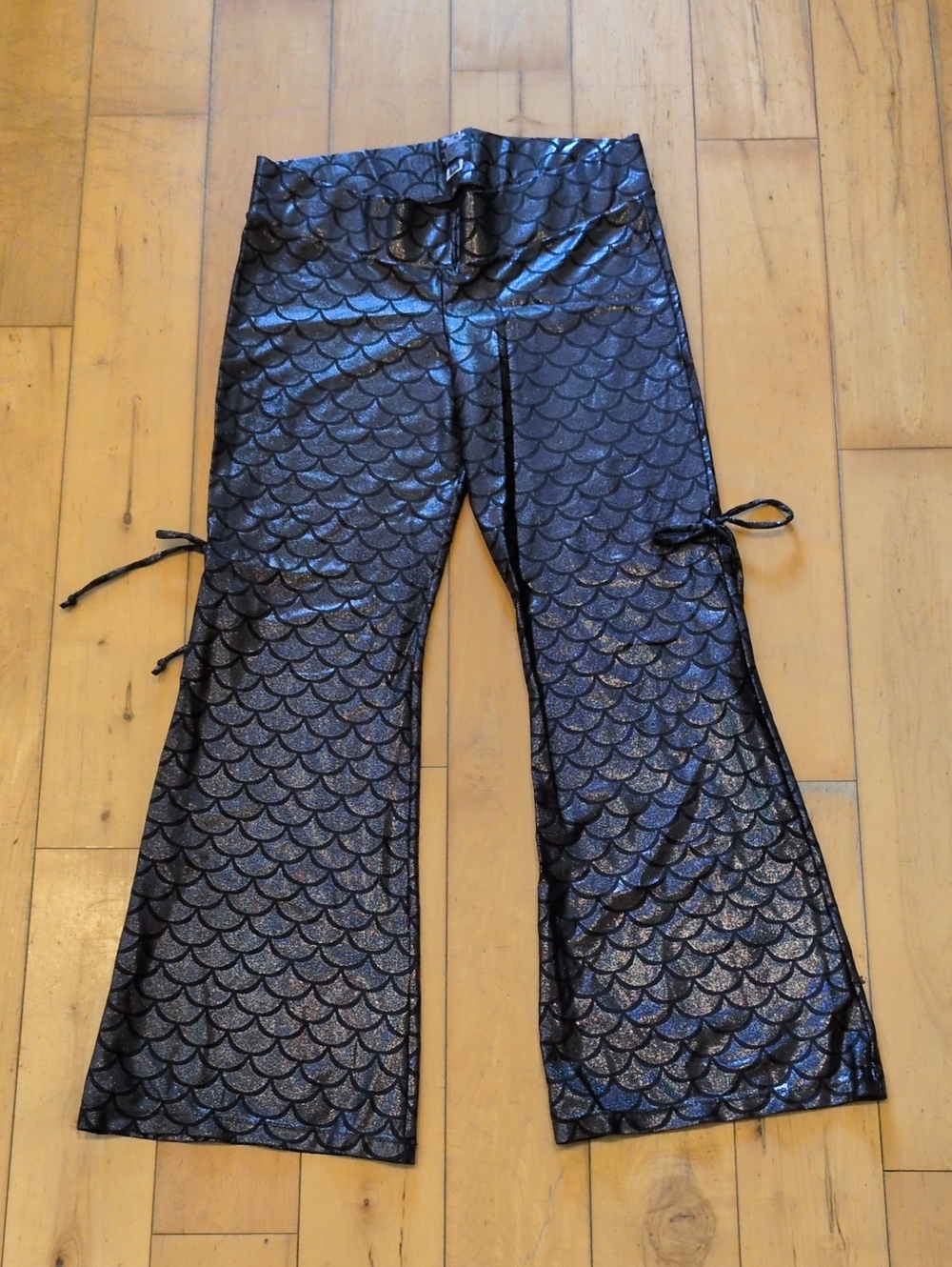 Black Shimmer Mermaid Bell Bottoms Cinch Up